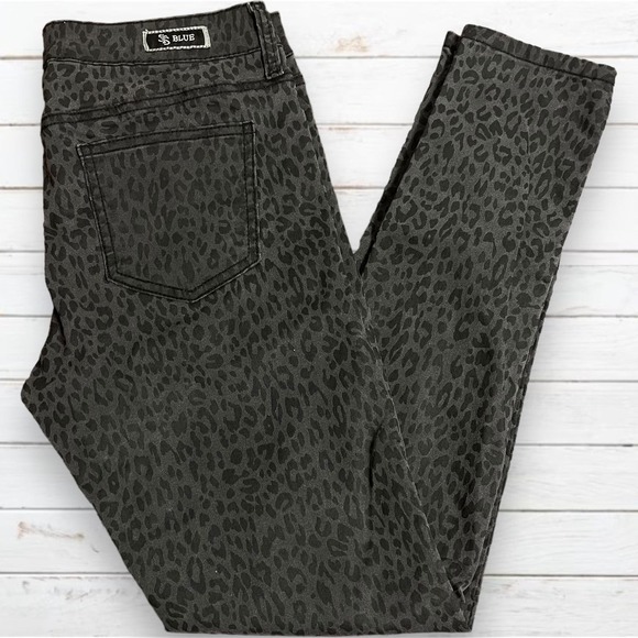 STS Blue Women's Black Gray Animal Cheetah Print Skinny Jeans Size 9 - Picture 1 of 5